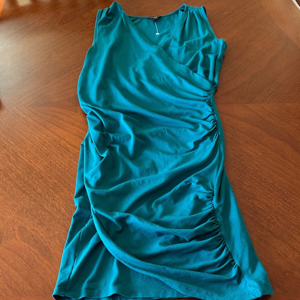 Ann Taylor - Elegant Green Sleeveless Ruched V-neck Bodycon Dress Petite XXS